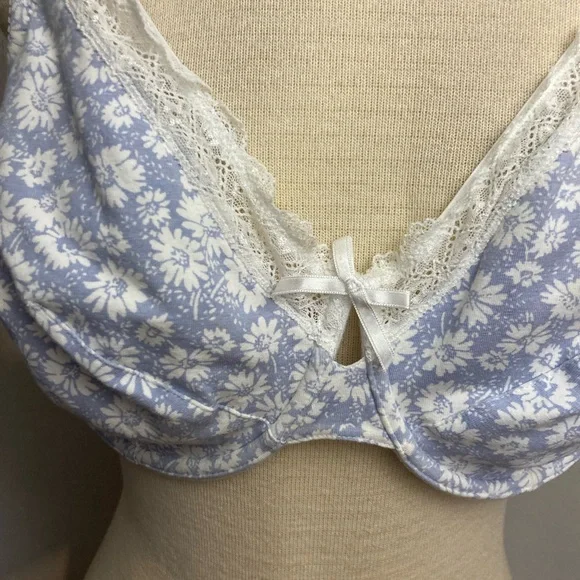1-25 Avenue Body Cotton Bra Unlined Underwire Floral 40DD - Picture 2 of 4
